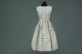 Image of Gray and white striped denim dress, worn by Olive Smith, 1950s